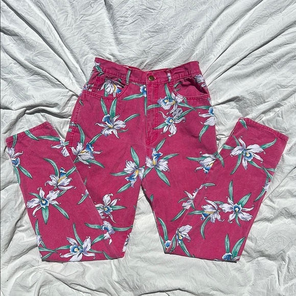 rodeo Denim - Vintage Rodeo Floral Pink High-Waisted Mom Jeans